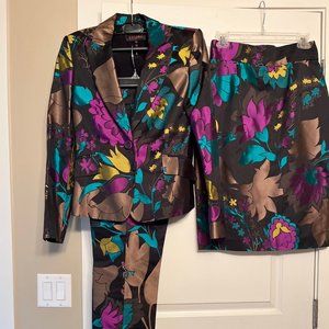 Escada Black/Floral Pantsuit with skirt - Never Worn.